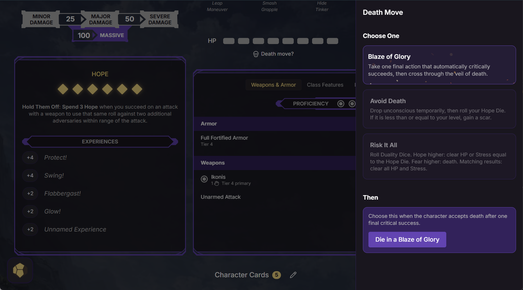 Screenshot of massive damage and condition updates