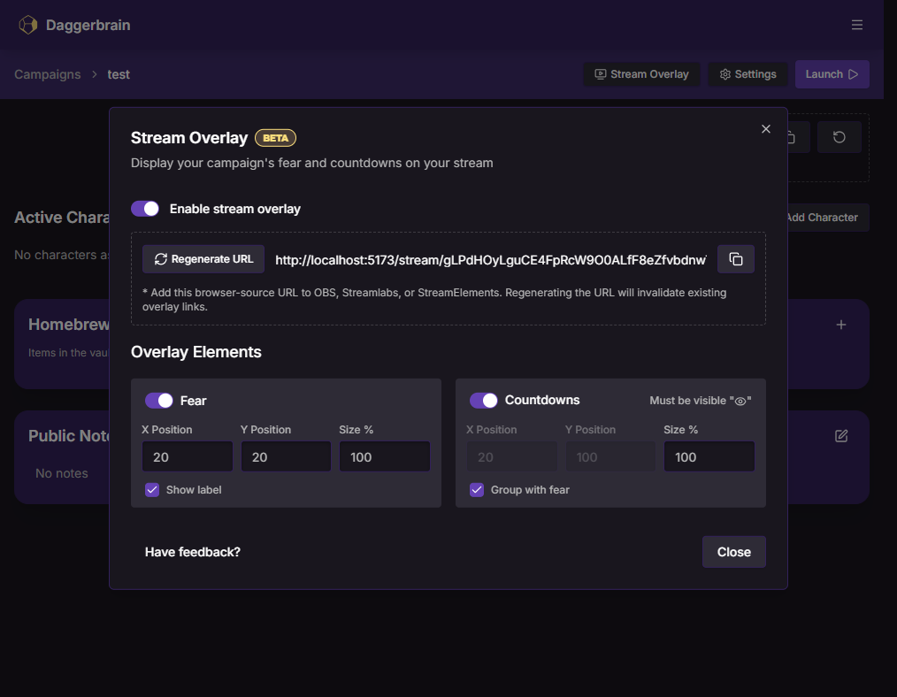 Stream Overlay Settings Screenshot